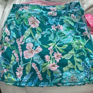 Lilly Pulitzer Floral High Low Skirt - Teal and Pink